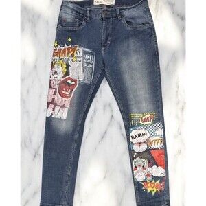 Spark Jeans Mens Premium Studio Collection 34x30 Blue Denim Straight Leg Stretch